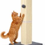 32-Inch Large Sisal Scratching Post with Sturdy Base for Vertical Stretch and Furniture Protection, Gray