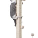 34-Inch Tall Sisal Cat Scratching Post Tree with Hanging Exercise Ball for Indoor Cats, Beige