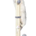 32-Inch Multi-Function Sisal Cat Scratching Post with Plush Dangling Toys and Stable Reinforced Base, Gray