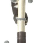 32-Inch Vertical Sisal Scratching Post with Hanging Ball Toy and Built-In Self-Massage Brush, Light Gray