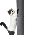 41-Inch Tall Plush Cat Scratching Post with Gentle Paw-Friendly Textile and Wide Stable Base for Full Stretch, Gray