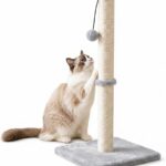 29-Inch Plush Covered Sisal Rope Scratching Post for Full Body Stretch, Standard Size for All Cats, Gray