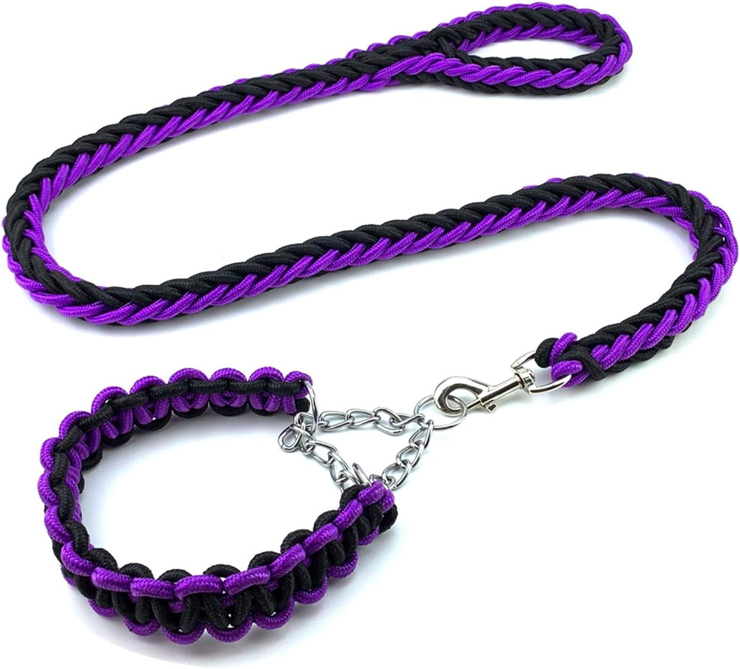 Thickened Shock-Absorbing Nylon Braided Dog Collar and Leash Set