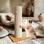 29.5-Inch Cat Scratching Post with 7.5-Inch Ultra-Large Diameter Natural Sisal Surface, Beige